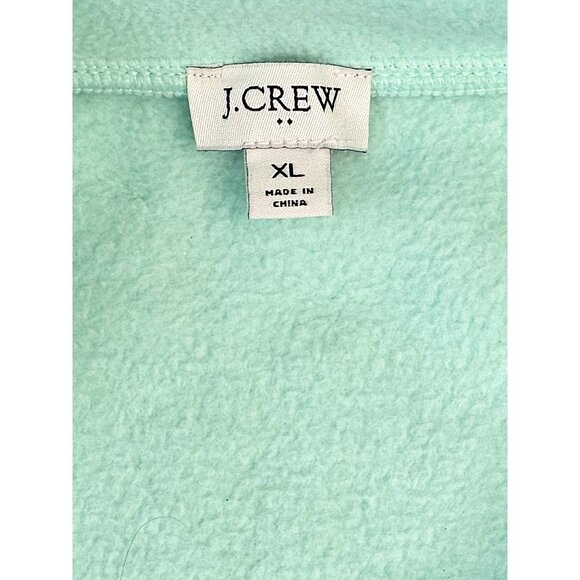 J.Crew Fleece Pullover Sweatshirt XL Mint Green Button Collar - Picture 3 of 6